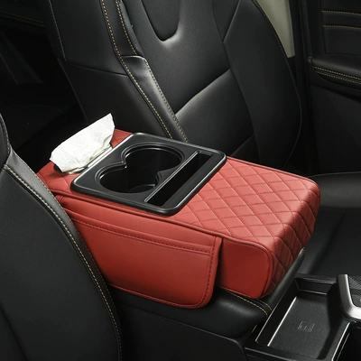 Armrest Box Mat, Multifunctional: Armrest box pad - red-a1
