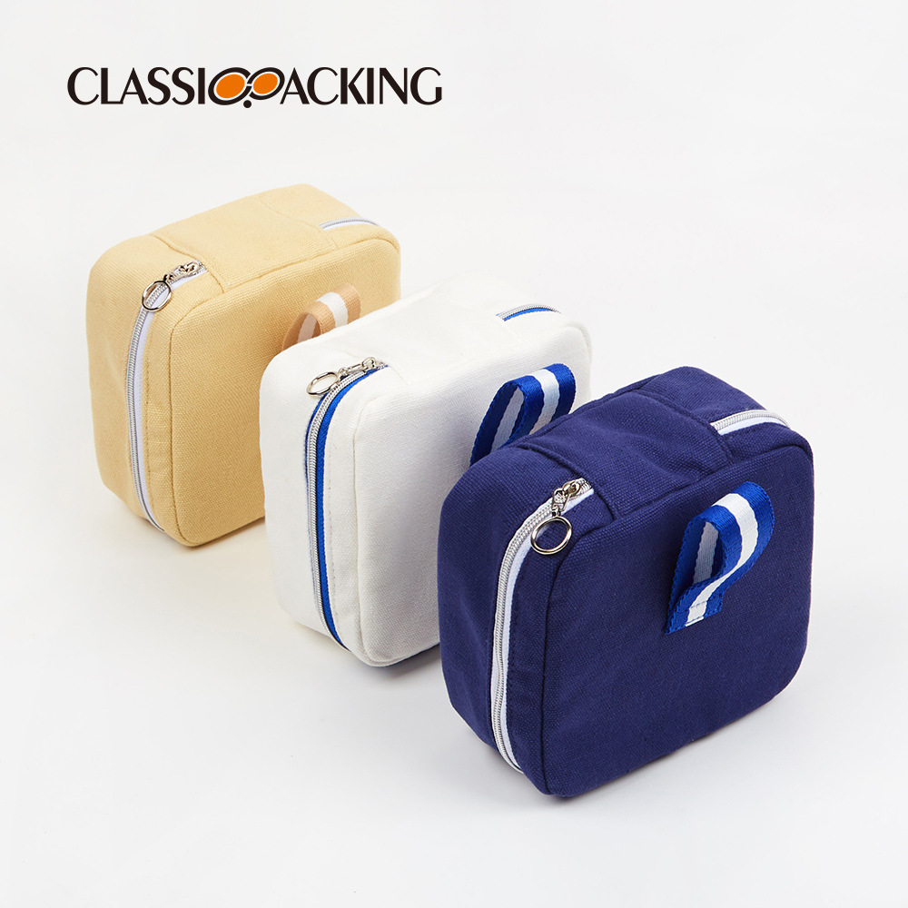 Estilo coreano simple bolsa de cosméticos material de lona suministros cosméticos bolsa de almacenamiento bolsa de cosméticos fábrica al por mayor impresión de logotipo