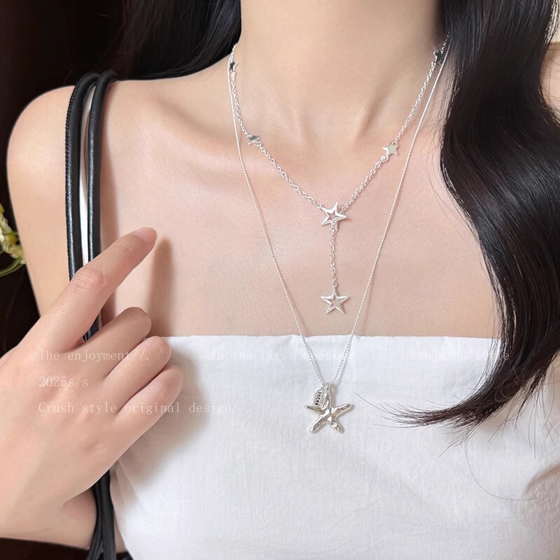 Simple Star Pull-Out Necklace for Girls, 2025 New Niche Design, Light Luxury and High-End Accessory