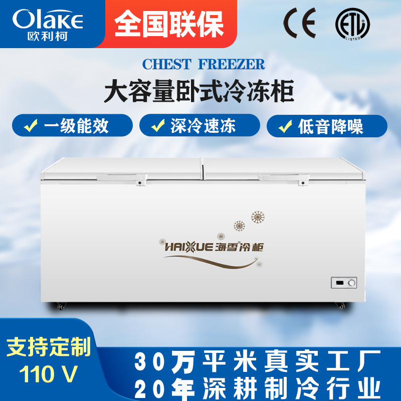 Freezer Commercial Household Sea Snow Quick-Frozen Refrigerator Freezer Horizontal Freezer Large Kitchen Frozen Meat Cabinet Ice Cream Cabinet