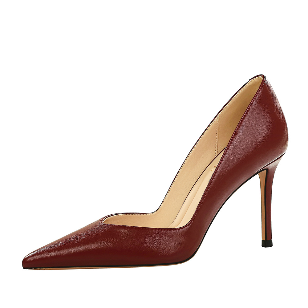 2687 European and American style sexy banquet high-heeled shoes for women with pointed toes, shallow mouth, easy to step on, slim heels, fashionable single shoes for women