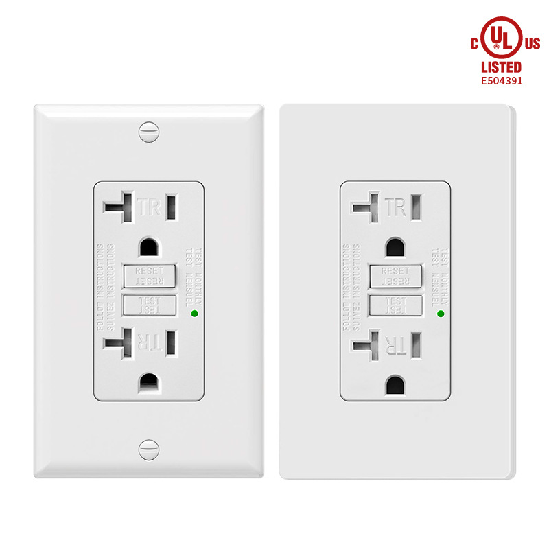 UL&CUL认证美国中国双专利工厂直售白色厨房卫生间20安GFCI插座