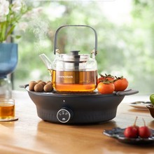 电陶炉养生壶纯玻璃围炉煮茶煮茶器电陶炉煮茶炉多功能黑茶花