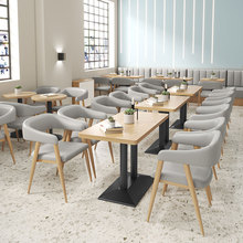 简约主题餐厅奶茶店桌椅 小吃店咖啡厅饭店靠墙卡座沙发桌椅组合