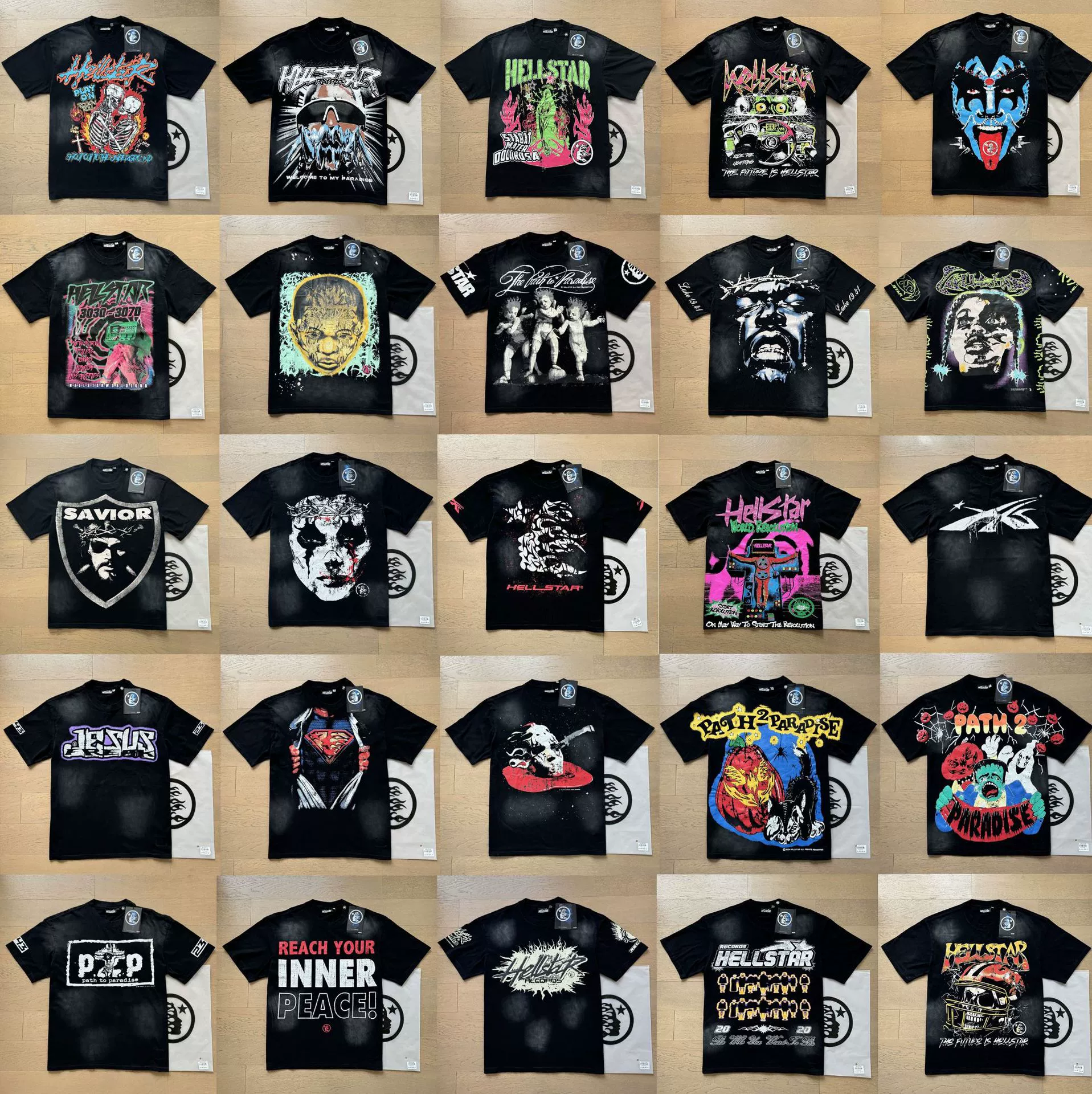 Трансграничный европейский и американский прилив марки адской звезды с принтом воды для мытья старых футболок с короткими рукавами для мужчин и женщин