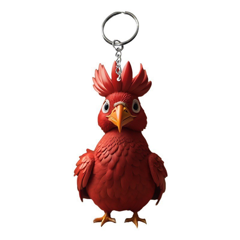 Nuevos productos transfronterizos de dibujos animados de Navidad pollo llavero colgante llavero accesorios mochila llavero regalo de cumpleaños