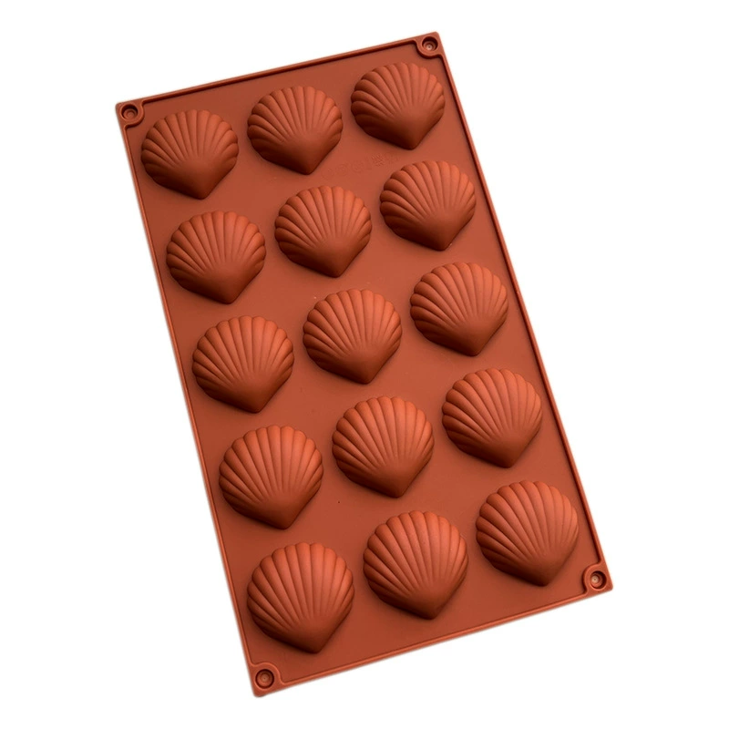 Силиконовая форма для печенья Мадлен Shell Cake Mold, 8–15 секций, гибкий противоскользящий лоток 29×17×1.7 см