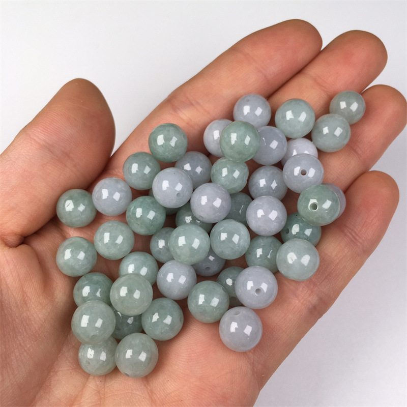 天然缅甸a货翡翠满绿圆珠紫白玉珠玉器礼品珠宝首饰玉石饰品批发
