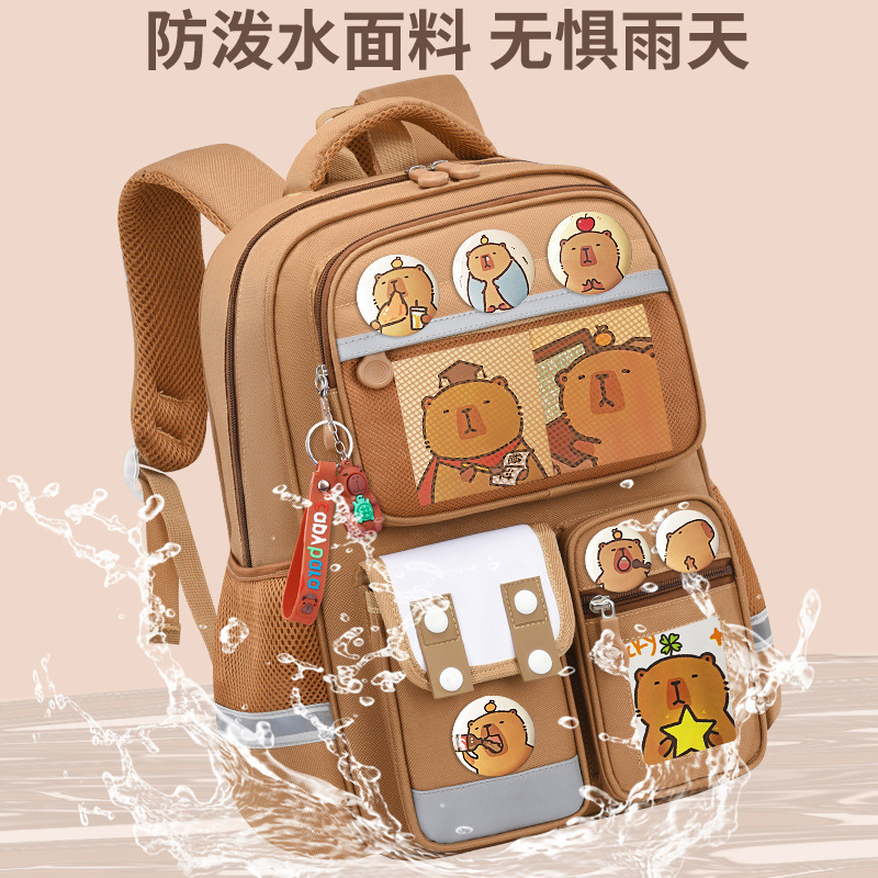 Nueva mochila escolar para niños Capibara, estudiantes de primaria, niños y niñas, caricaturas ligeras de gran capacidad, grados 1 - 6 3 mochila de hombro