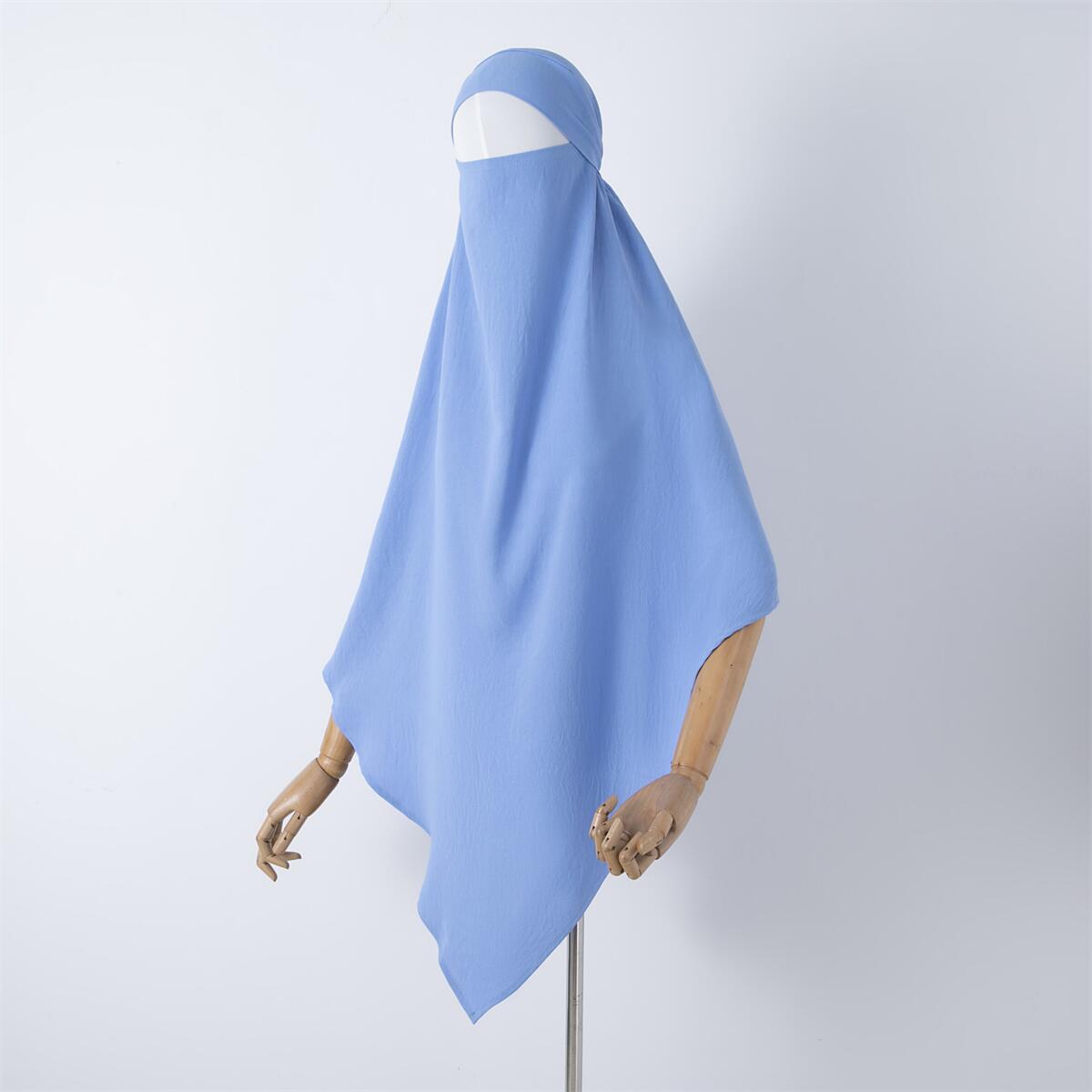 Damenbekleidung einfarbige Spitze Muslim Doppelschicht Kopftuch_voghion.com