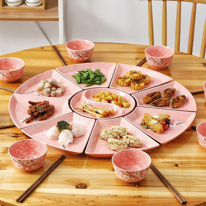 Reunion Platter Tableware Combination Chinese New Year Ceramic Plate Dish Household Creative Family Hot Pot Party suit Plate