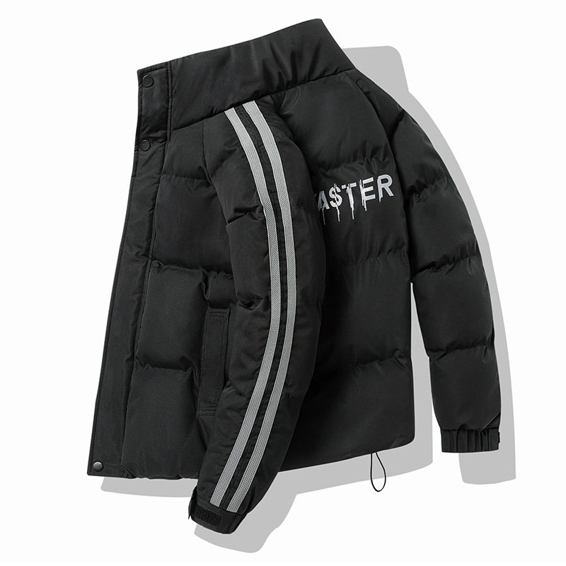 Capa de algodón de invierno de estilo masculino y masculino de cuello vertical ropa de algodón transfronteriza tendencia suelta chaqueta de algodón de estilo de puerto gruesa abrigo cálido