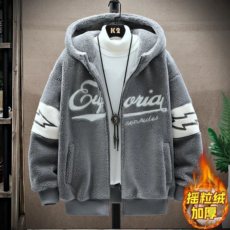 Abrigo de lana de cordero invierno engrosado estilo coreano Moda guapo chaqueta acolchada de algodón pareja suelta marca de moda cálido Abrigo acolchado de algodón