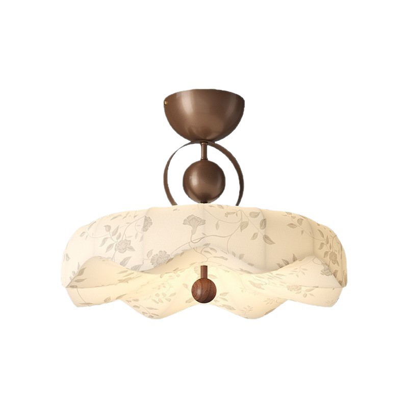 Tela de impresión de estilo medio, candelabro de techo de dormitorio principal retro de Song 2025 nueva lámpara de sala de libro de alta gama