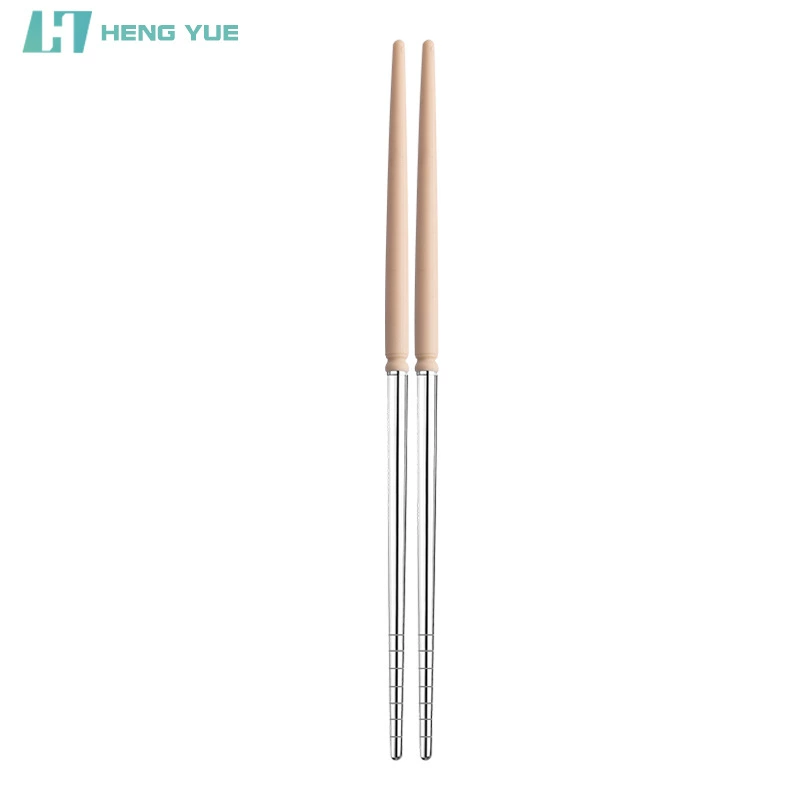 Handle stainless steel, chopsticks for students, handheld plastic tableware, gift box, Birthday gift