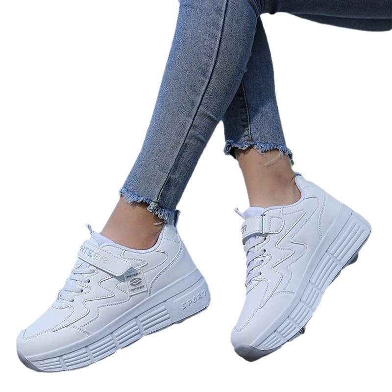 Трансграничная новая обувь для пяток Детские коньки с одним и двумя колесами Обувь для мальчиков и девочек Взрывная прогулочная обувь Детская обувь Обувь на колесиках