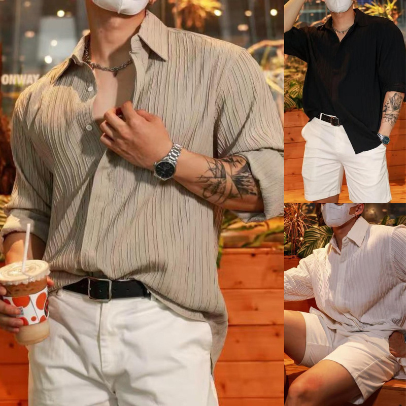 Spot Men's Large Size Shirts European and American Men's Clothing Summer New Fashion Long-Sleeved Loose Casual T-Shirts for Boys Spot Men's Large Size Shirts European and American Men's Clothing Summer New Fashion Long-Sleeved Loose Casual T-Shirts for Boys