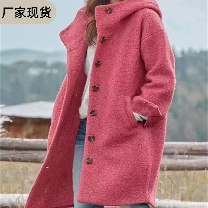 Спотовые трансграничные взрывы в Европе и Америке осенняя внешняя торговля женская одежда Amazon с длинными рукавами отворот куртка повседневная свободная с капюшоном