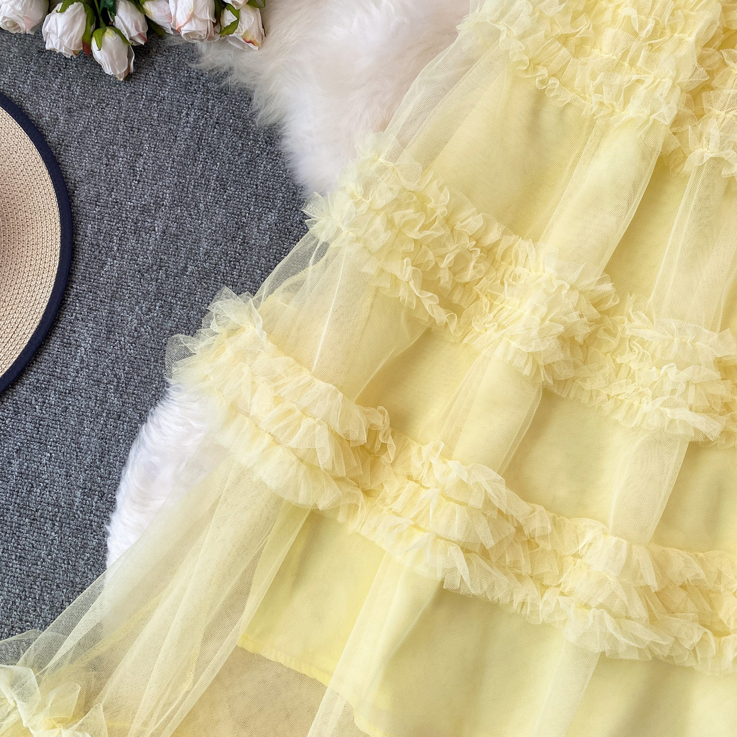 Fairy Romantic Style High-Waisted Ruffle Skirt For Women Sweet And Youthful Slimming Cake Skirt For Summer_ecoleips.com