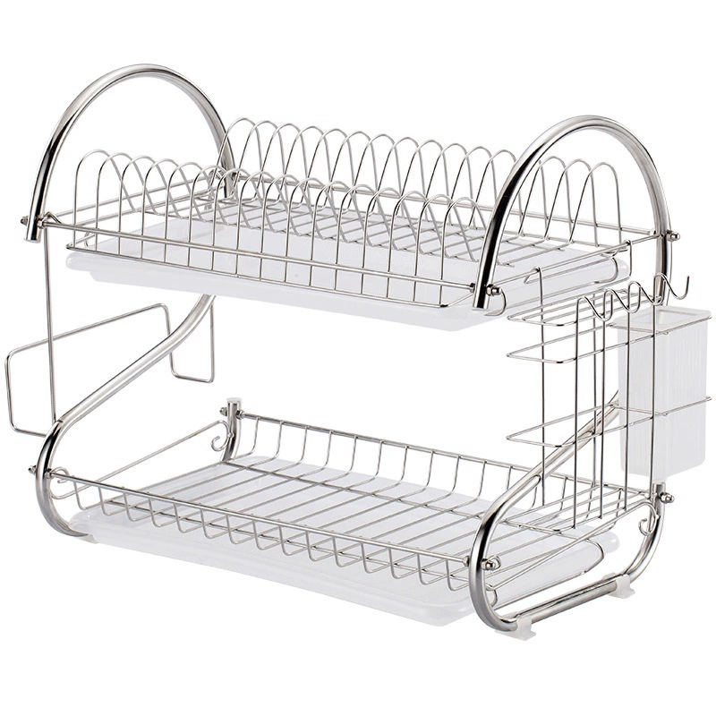 Kitchen storage rack floor-mounted multi-layer storage drainage dish rack double-layer bowl tableware storage bowl rack reality