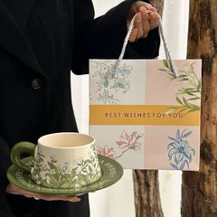 レトロなアメリカの鈴蘭コーヒーカップセットの中古風油絵は女の子に誕生日プレゼントをプレゼントします。