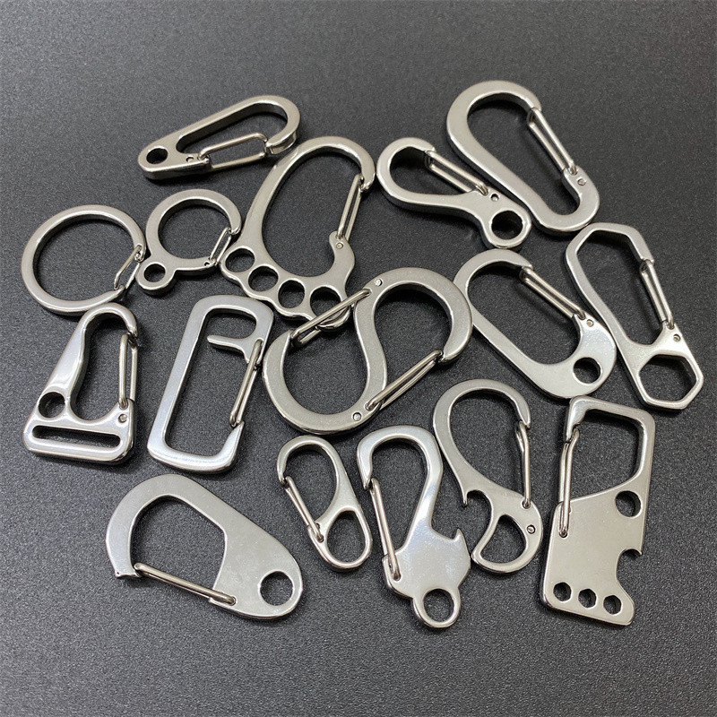 Stainless steel 304 key chain for men, waist clip, car key chain, outdoor climbing buckle, water bottle clip