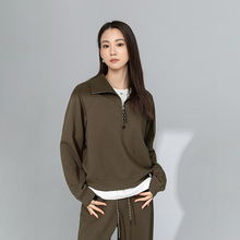 鑫阁甜酷慵懒风半拉链设计感立领卫衣女春季新款休闲宽松显瘦外套
