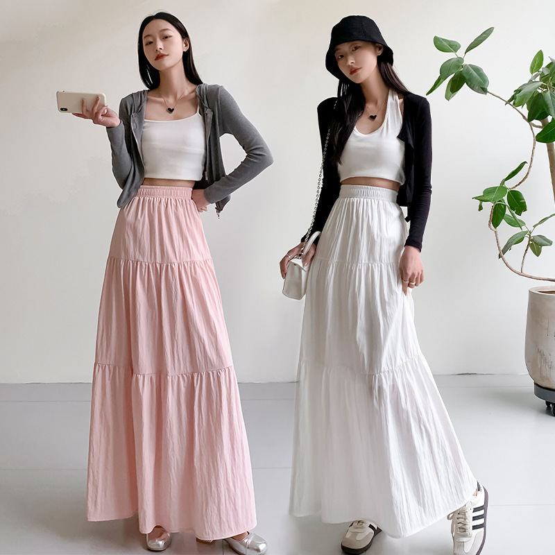 Gentle Style White A-Line Skirt for Women, Spring and Summer 2026 New High-Waisted Slimming Drapey Tiered Long Skirt Gentle Style White A-Line Skirt for Women, Spring and Summer 2026 New High-Waisted Slimming Drapey Tiered Long Skirt