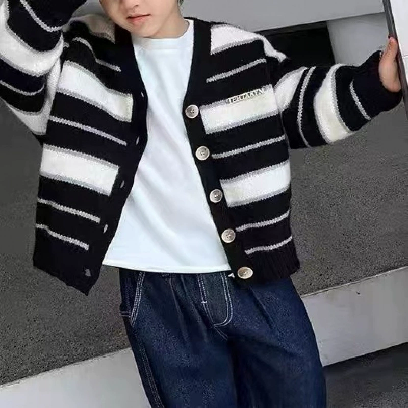 Демисезонный свитер для детей, весенняя куртка, вязаный кардиган для мужчин, женщин и девочек, увеличенная толщина, корейский стиль
