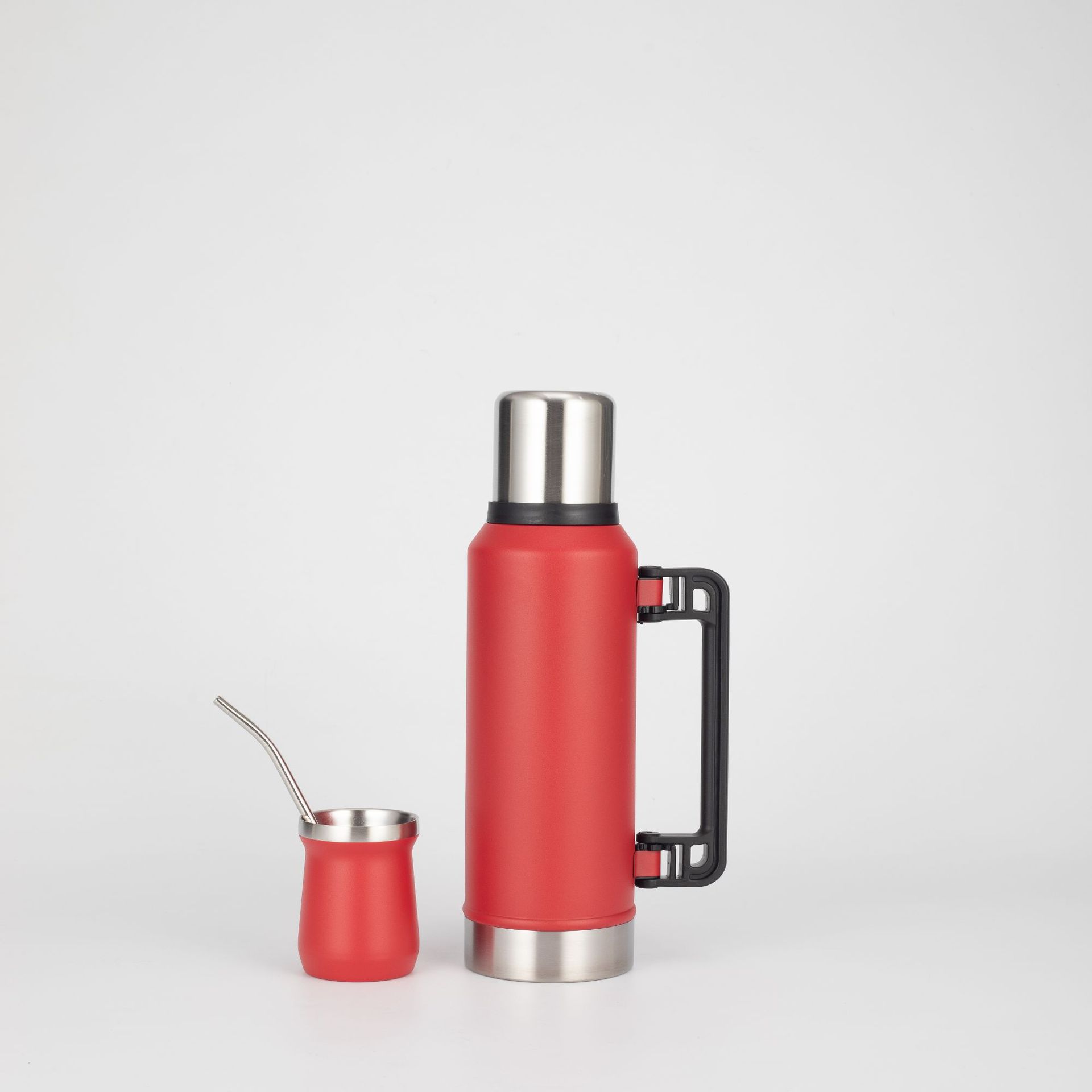 Botella de agua aislada estilo Stanley con asa portátil, botella de ciclismo de gran capacidad, taza térmica de acero inoxidable 304, botella de agua caliente.