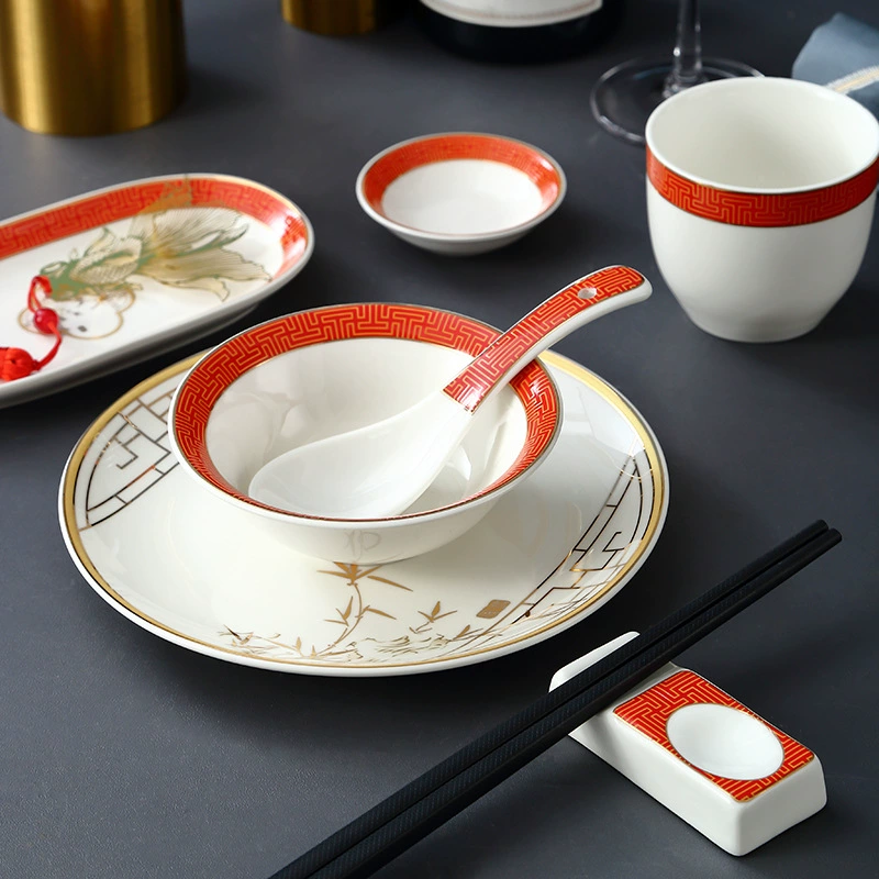 High-end tableware, ceramic sophisticated set for hotel, Chinese style
