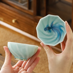 徳化創意竜泉青磁大サイズ異形十全十美主人杯茶杯錦鯉茶碗品茗杯茶杯