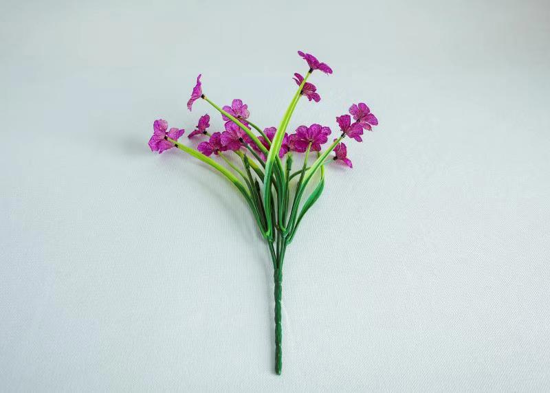 Planta verde artificial de cinco cabezas de primavera hierba Violeta artificial flor artificial decoración de flores de plástico boda Hotel Oficina