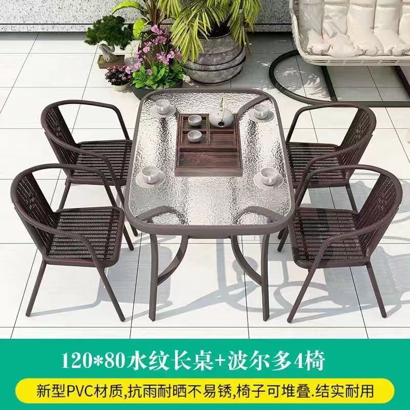 120cm water pattern long table +4 chairs
