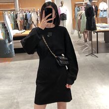 2026法式小个子针织长袖连衣裙女春秋设计感小众显瘦别致小黑裙