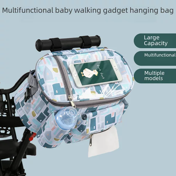 Baby walking artifact storage bag baby stroller hanging bag out mummy bag insulation milk bottle bag electric car hanging bag