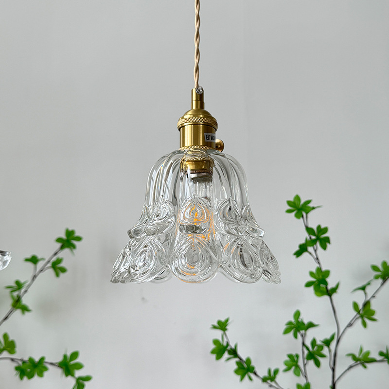 Lámpara de soldadura hecha a mano de latón retro estilo americano cabecera pasillo restaurante café vidrio de colores pequeño candelier