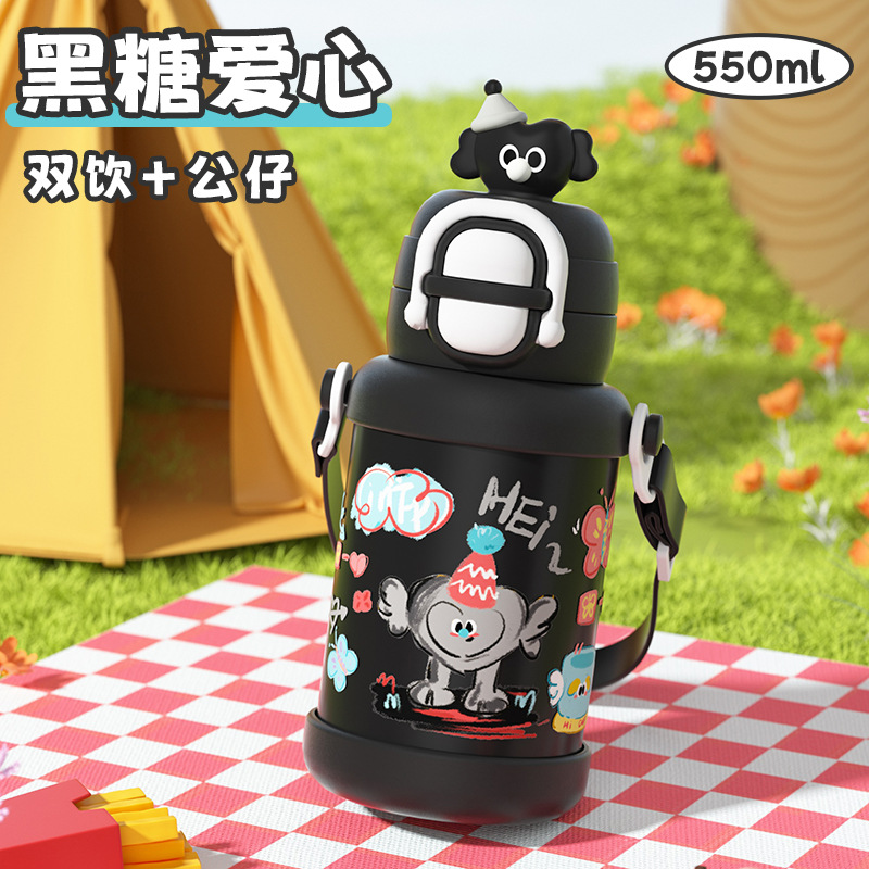 Taza de calor infantil de dibujos animados de alto valor 316 taza de acero inoxidable taza de agua doble taza de bebidas lindas tazas portátiles para estudiantes