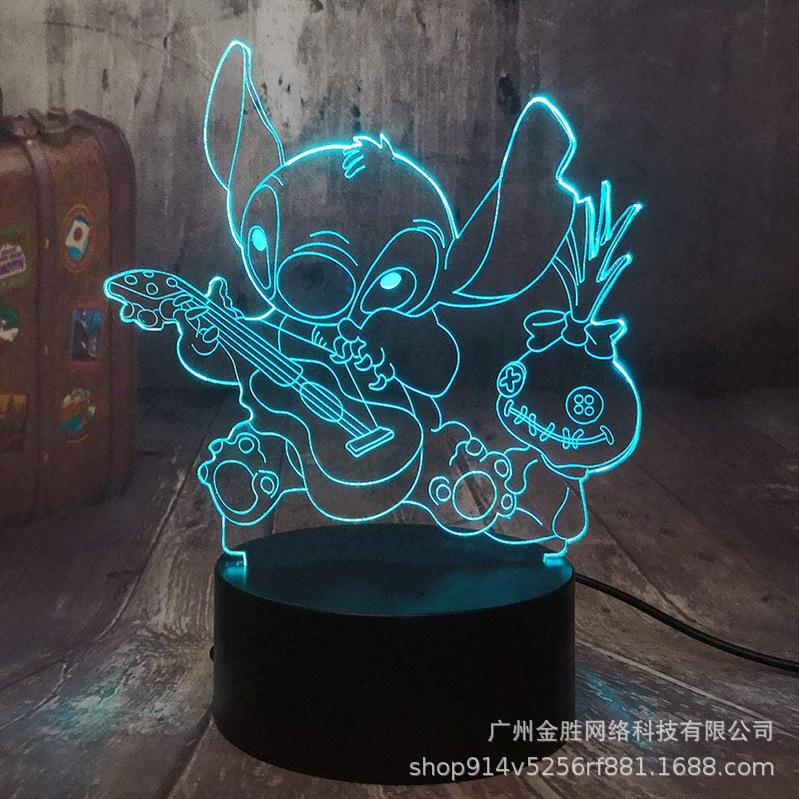 Stitch suministro transfronterizo 3D luz de la noche serie de dibujos animados creativo regalo del Día de San Valentín Lámpara decorativa dormitorio lámpara de mesa
