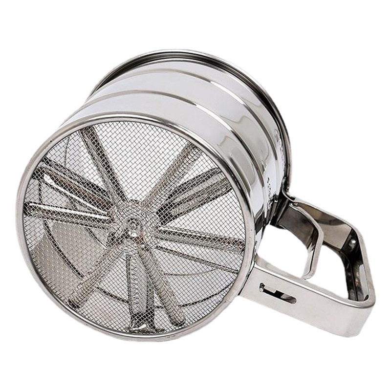 Tamiz de harina de acero inoxidable de mano de tamaño pequeño 24 DE MALLA tamiz de polvo semiautomático herramienta de cocción Filtro de tamiz de azúcar en polvo