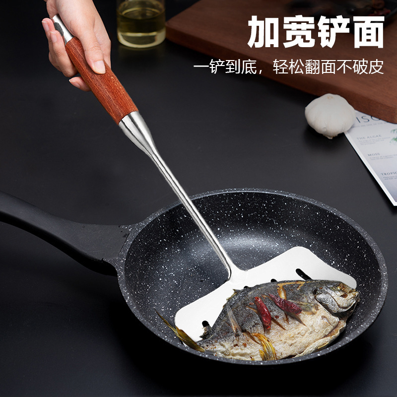 ステンレス鋼の魚フライパンスパチュラ、ステーキフライパンスパチュラ、家庭用キッチン用品、平らなスパチュラ、厚く幅広の大きなフライパンスパチュラ|undefined