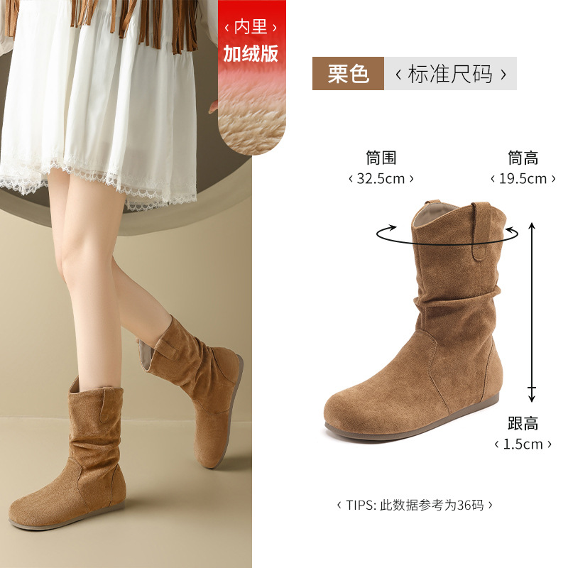 Botas de montaje de leones antiguas para mujeres 2025 nuevas botas de invierno Meirard pliegue Bocken no más altas que la rodilla