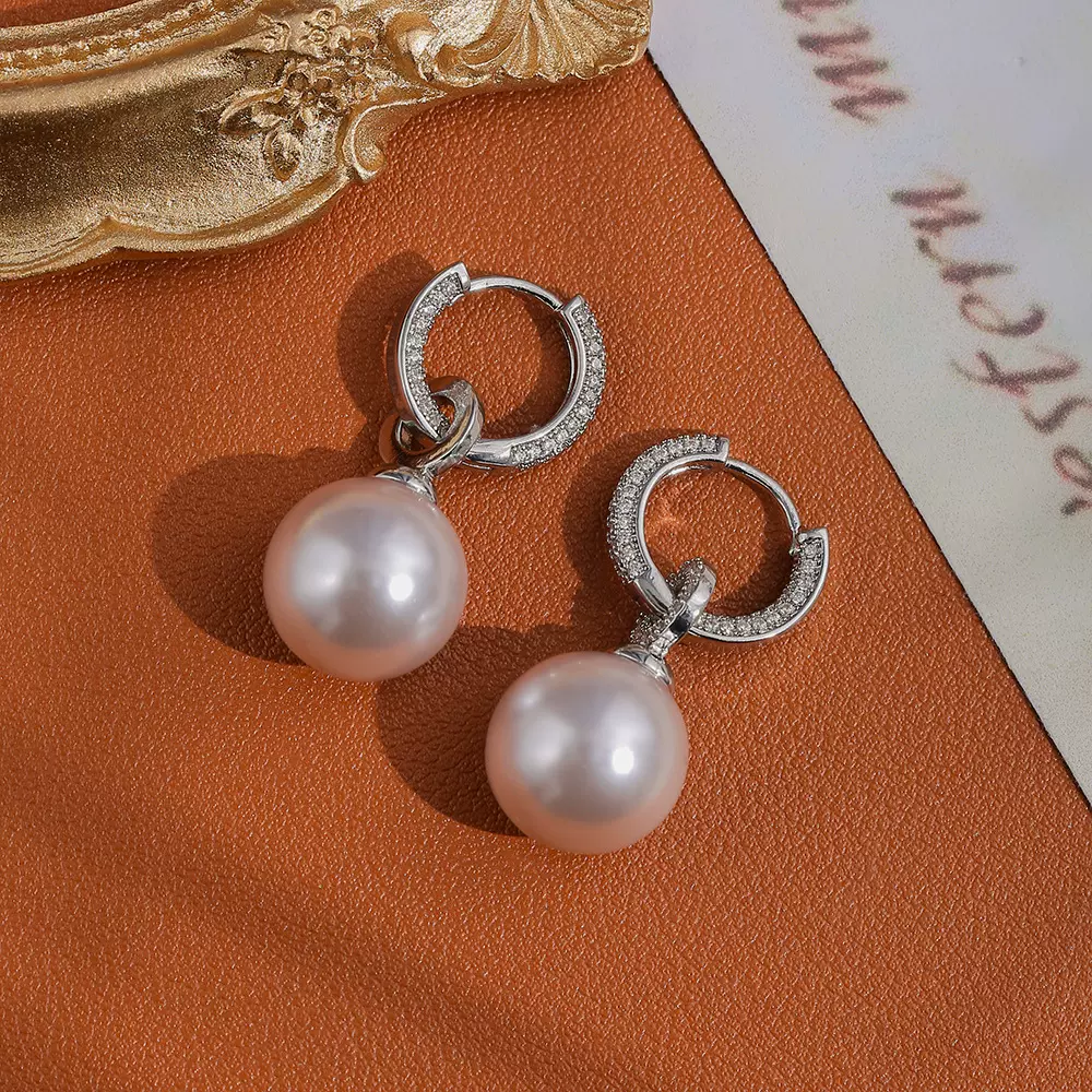 曼塔玫瑰施家玻璃珍珠耳环高级感时尚气质耳扣INS风温柔优雅耳饰