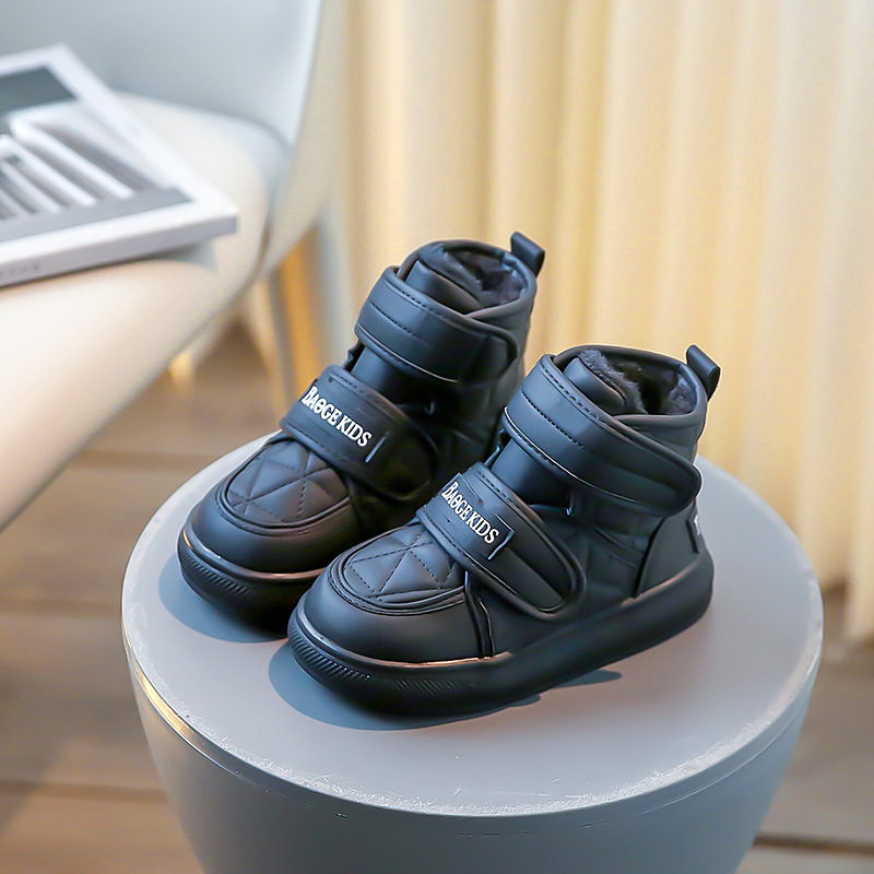 Scarponi da neve per bambini, scarpe in morbido cotone isolante, scarponi invernali medi e grandi per bambini, pane in velcro_voghion.com