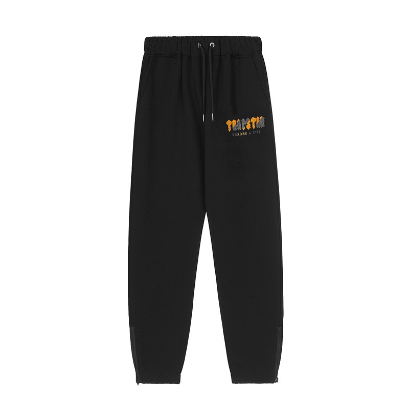 Marca de moda europea y americana Trapstar amarillo gris toalla bordado forrado de lana hombres y mujeres pareja suéter pantalones de chándal traje casual