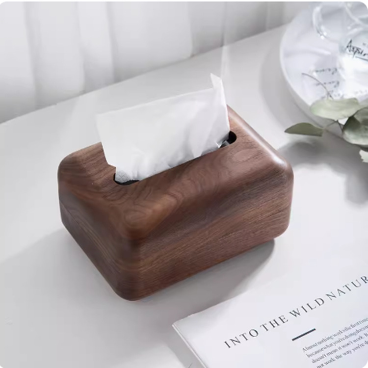 Caja de pañuelos de nogal negro caja de pañuelos de madera maciza creativa nueva sala de estar de estilo chino restaurante de hotel de alta gama B & B caja de pañuelos