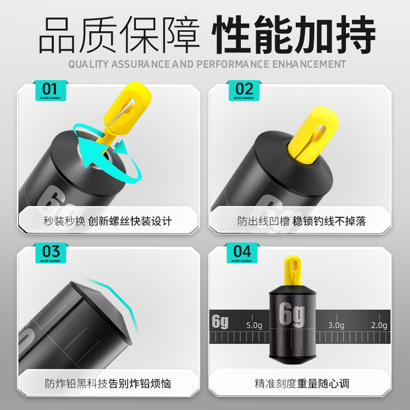 批发新款可拆卸螺纹跑铅快速滑铅抗走水子线快拆铅坠咳嗽跑铅坠|undefined