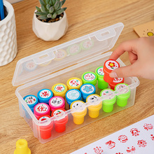 桌面分格笔盒塑料带盖儿童印章收纳盒透明迷你多功能文具收纳盒