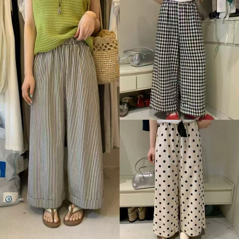 Wide-Leg Pants! 2026 Summer Stylish Casual Rolled-Edge Polka Dot Loose-Fitting Wide-Leg Pants