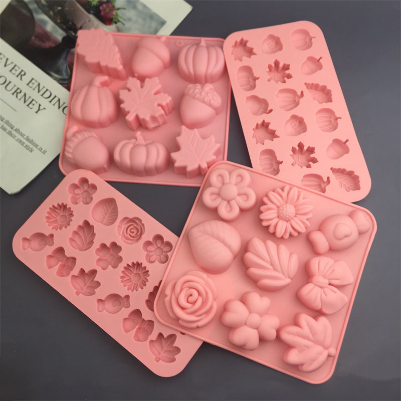DIY Pumpkin Maple Leaf Candy Flower Shape Silicone Mold Jelly Mousse Cake Soap Aromatherapy Pudding Mold